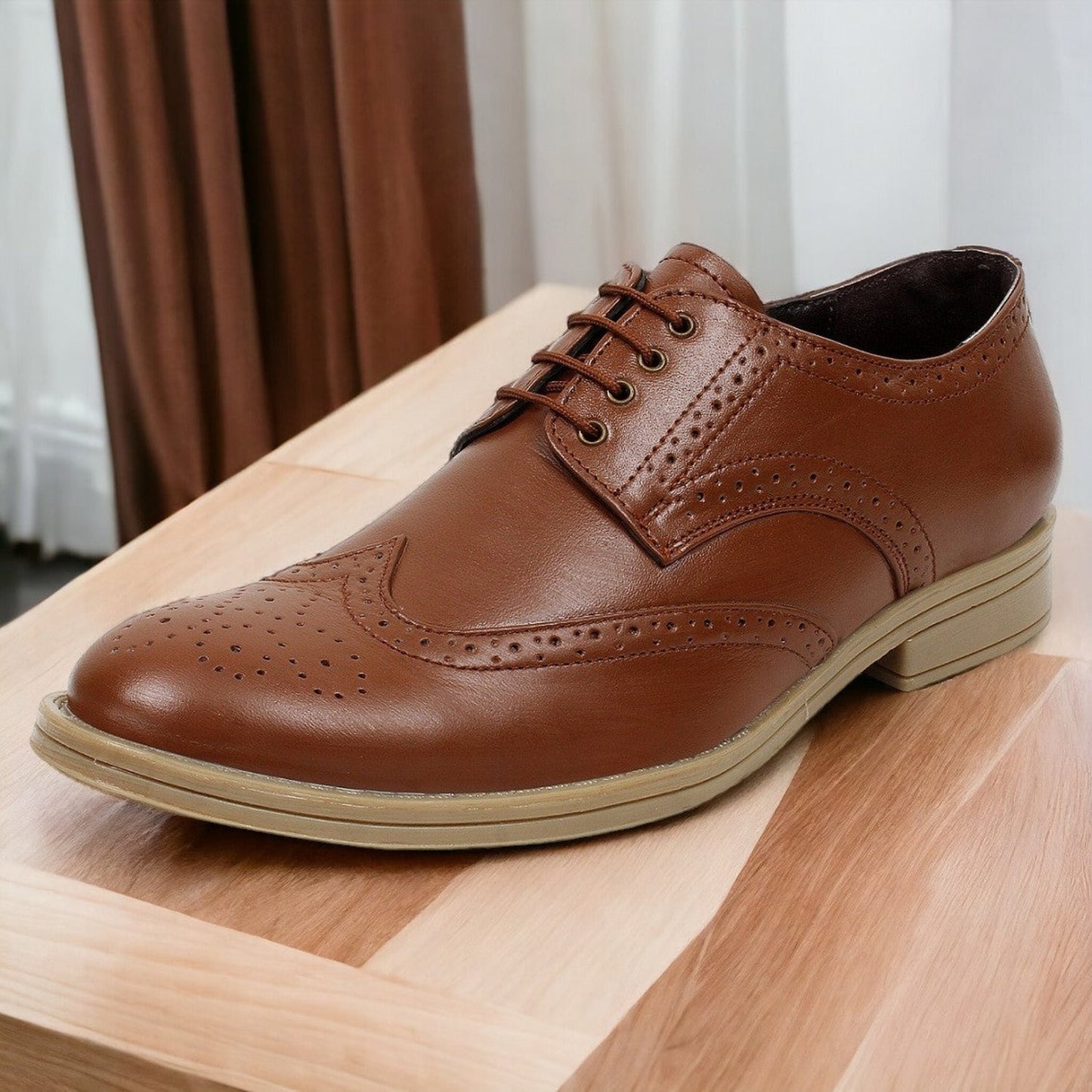 Tan Brogue Shoes For Men - SeeandWear