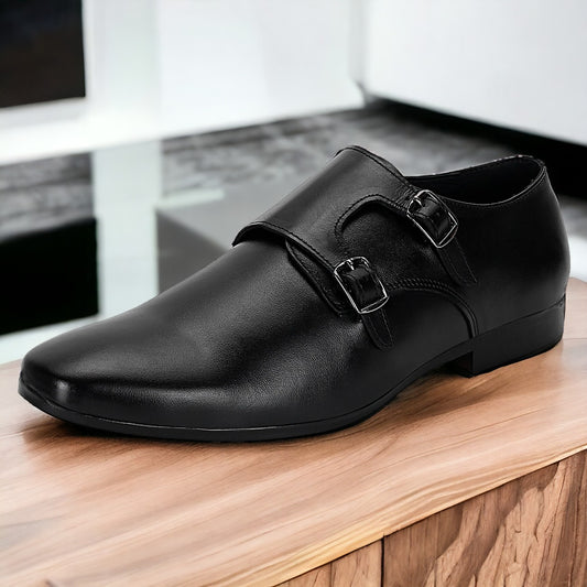 Double Monk Strap Shoes Black - SeeandWear