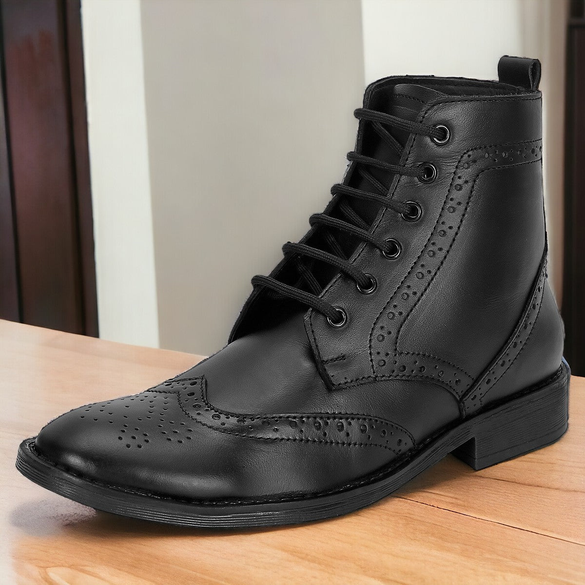 Mens leather hot sale brogue boots