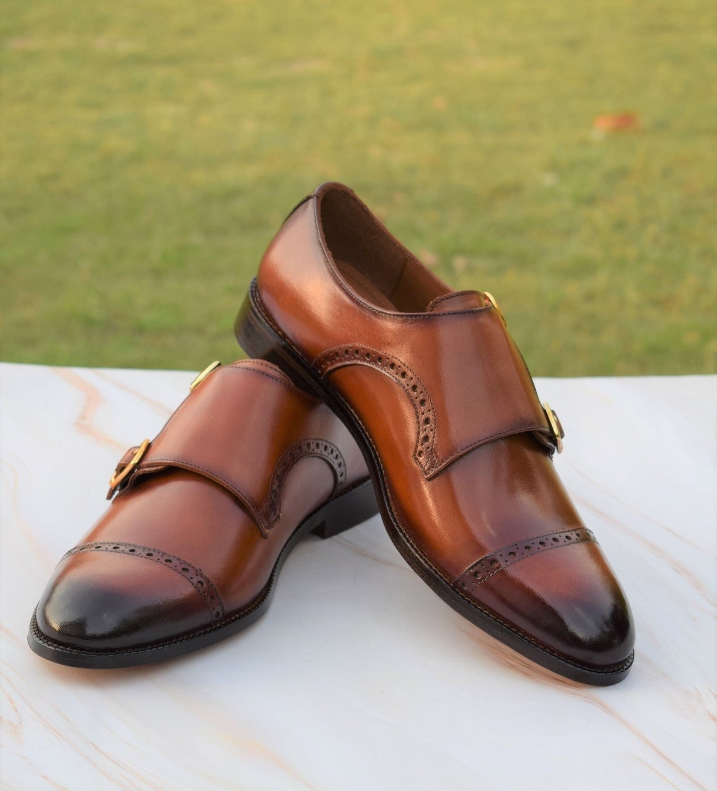 Adam Double Monk Strap Handmade Leather Shoes - SeeandWear