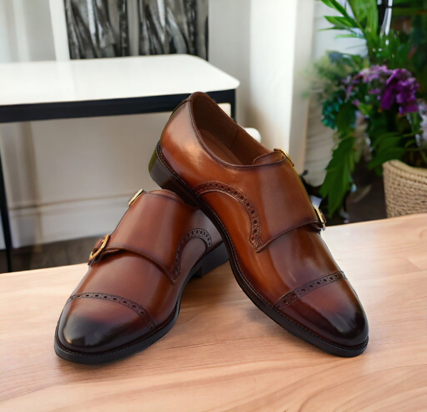 Adam Double Monk Strap Handmade Leather Shoes - SeeandWear