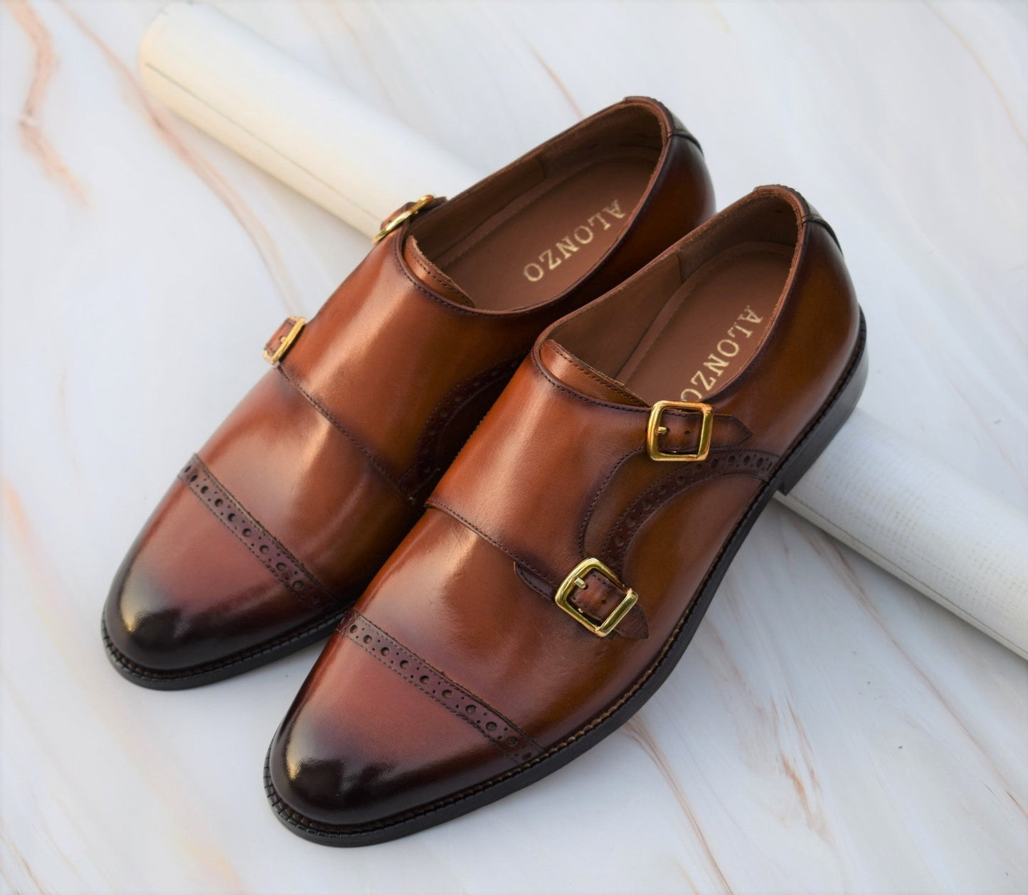 Adam Double Monk Strap Handmade Leather Shoes - SeeandWear