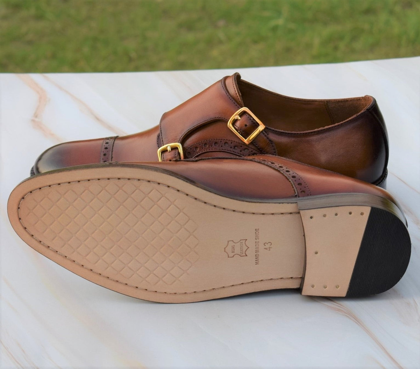 Adam Double Monk Strap Handmade Leather Shoes - SeeandWear