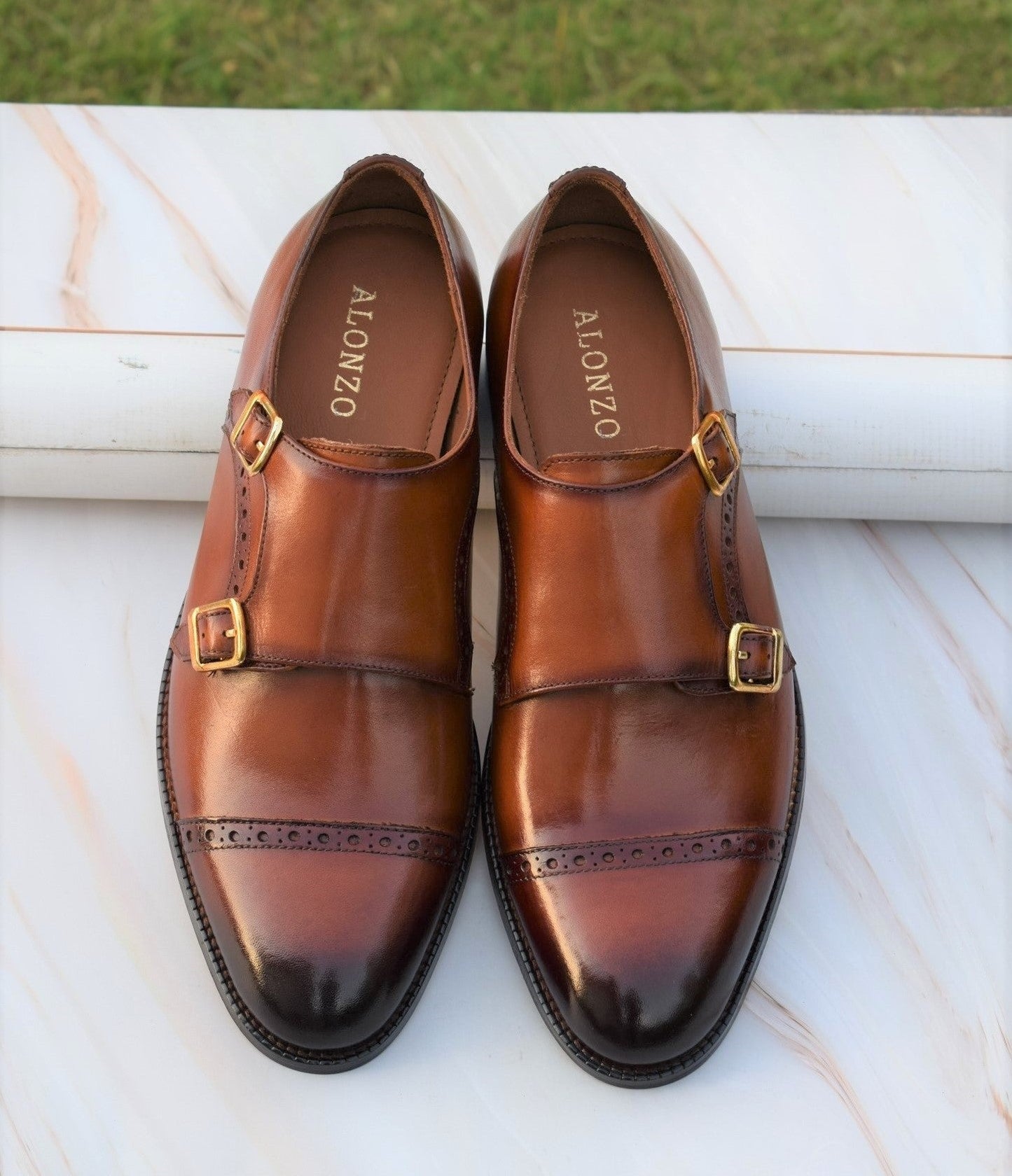 Adam Double Monk Strap Handmade Leather Shoes - SeeandWear