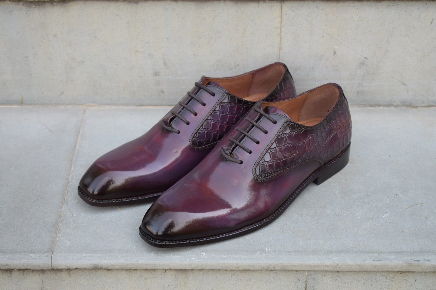 Greyson Handpatina Wholecut Leather Shoes - SeeandWear