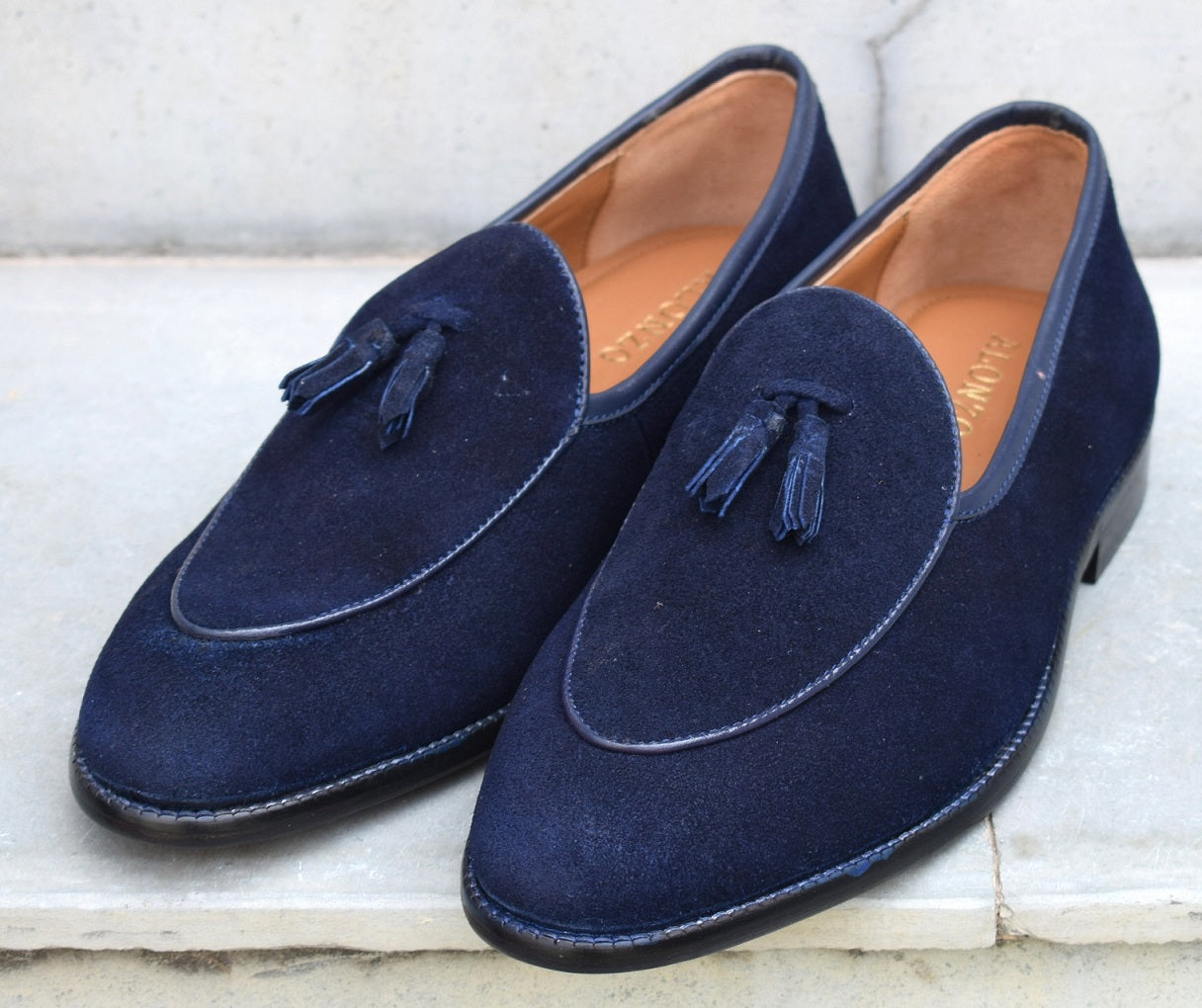 Adam Handmade Blue Swede Loafers shoes