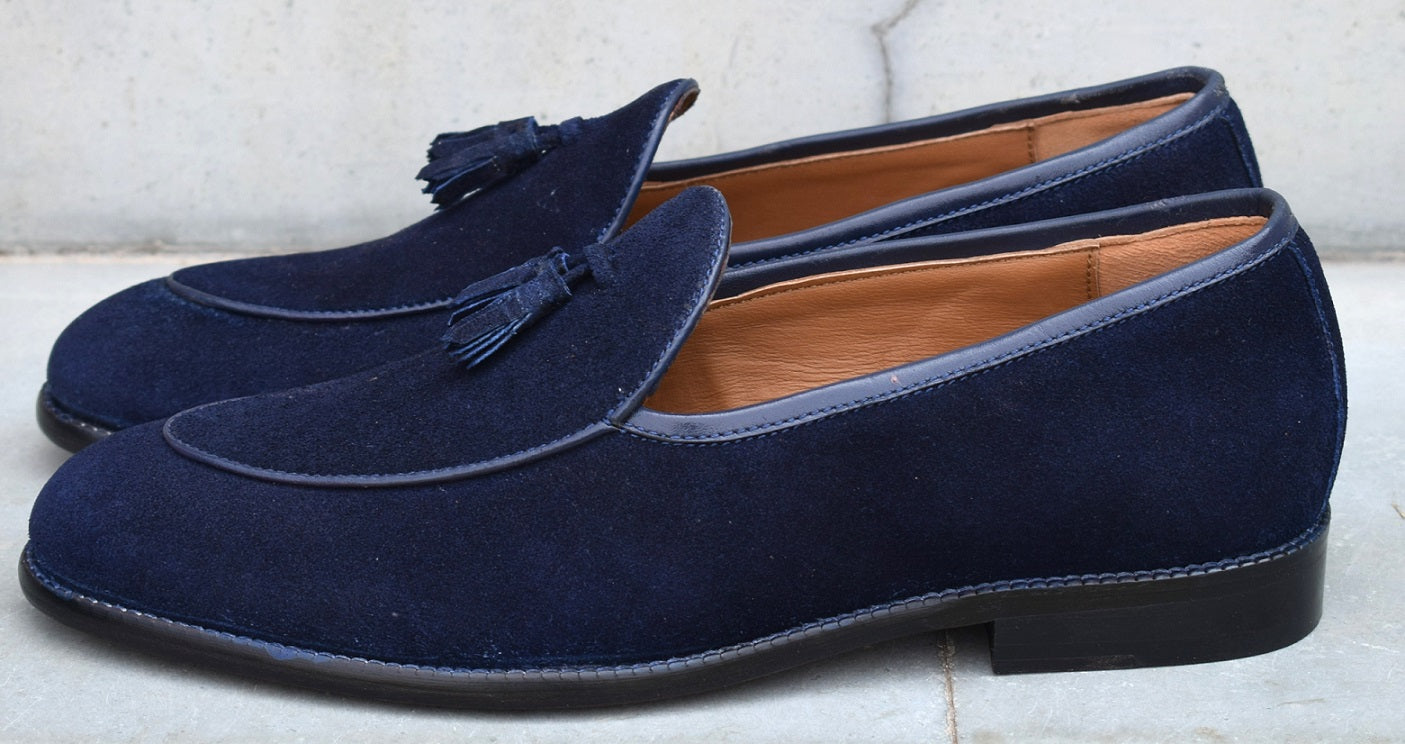 Adam Handmade Blue Swede Loafers shoes
