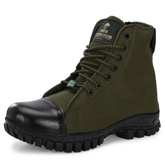 SeeandWear Zipper Jungle Boots for Men Army | Trekking | Antislippery Rubber Sole