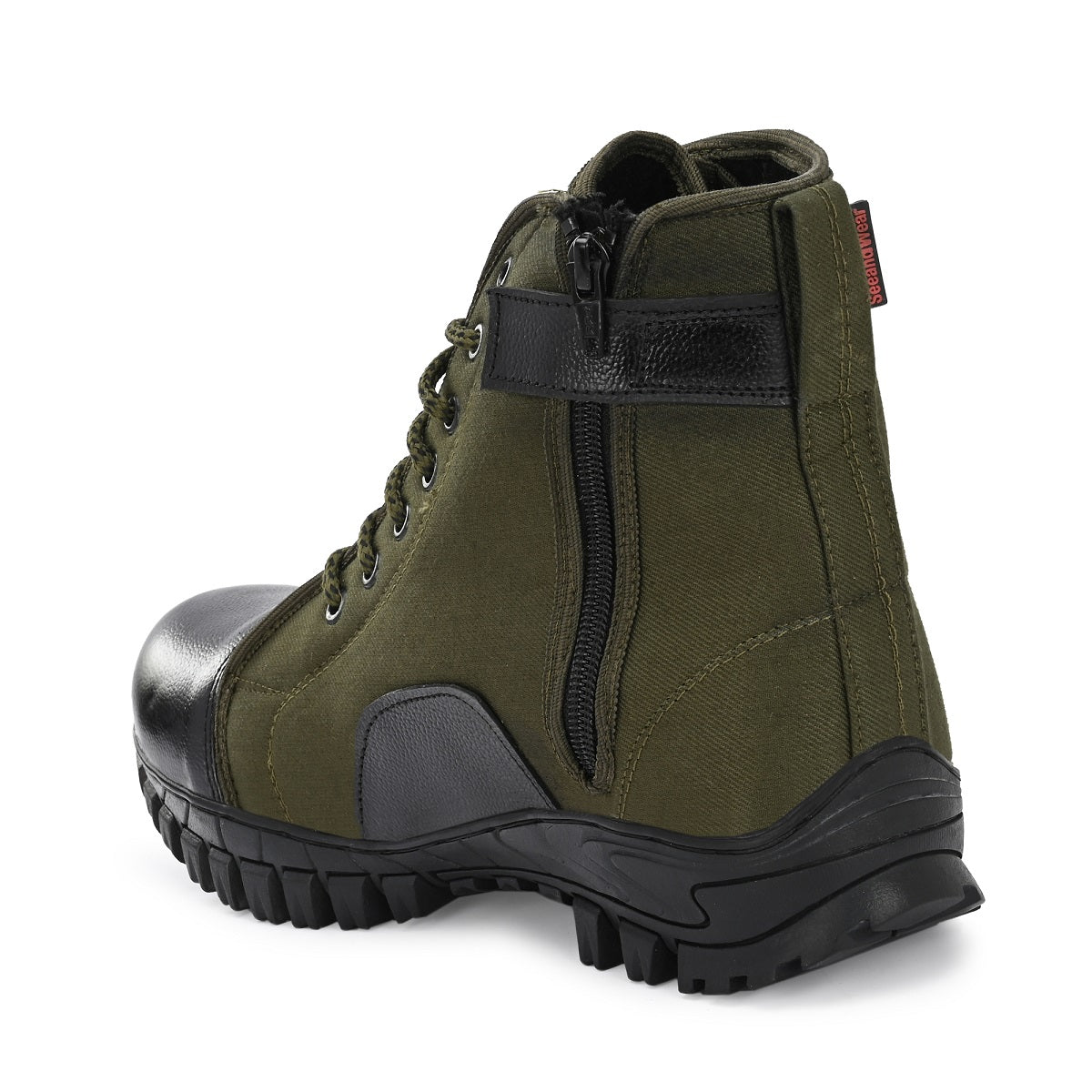 SeeandWear Zipper Jungle Boots for Men Army | Trekking | Antislippery Rubber Sole