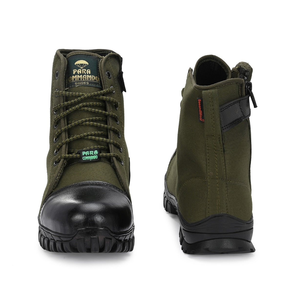 SeeandWear Zipper Jungle Boots for Men Army | Trekking | Antislippery Rubber Sole