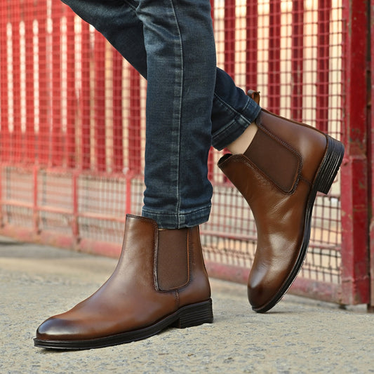 Brown Leather Chelsea Boots - Defective