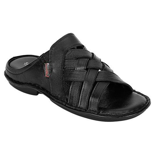 SeeandWear Men Leather Black Sandal - SeeandWear