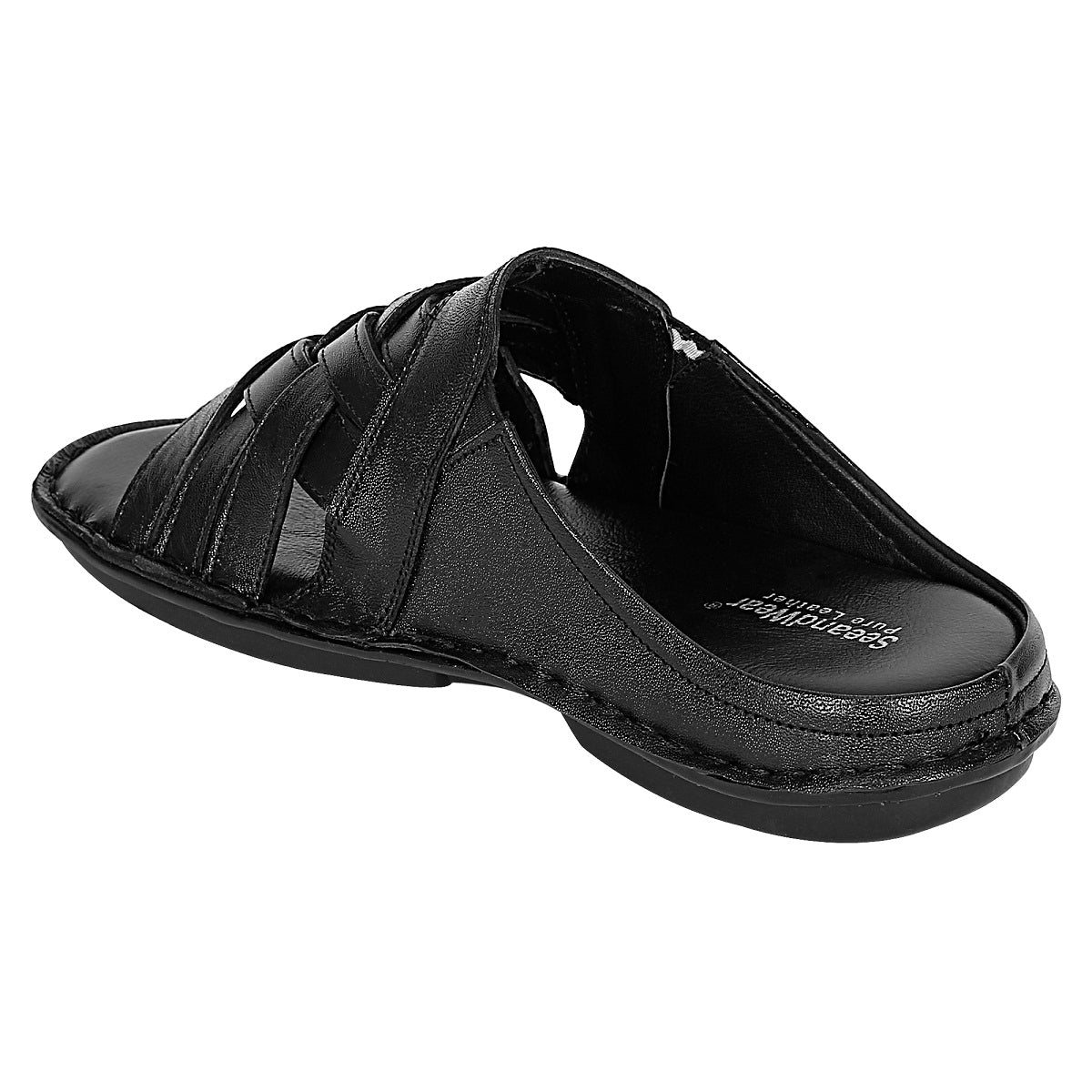 SeeandWear Men Leather Black Sandal - SeeandWear