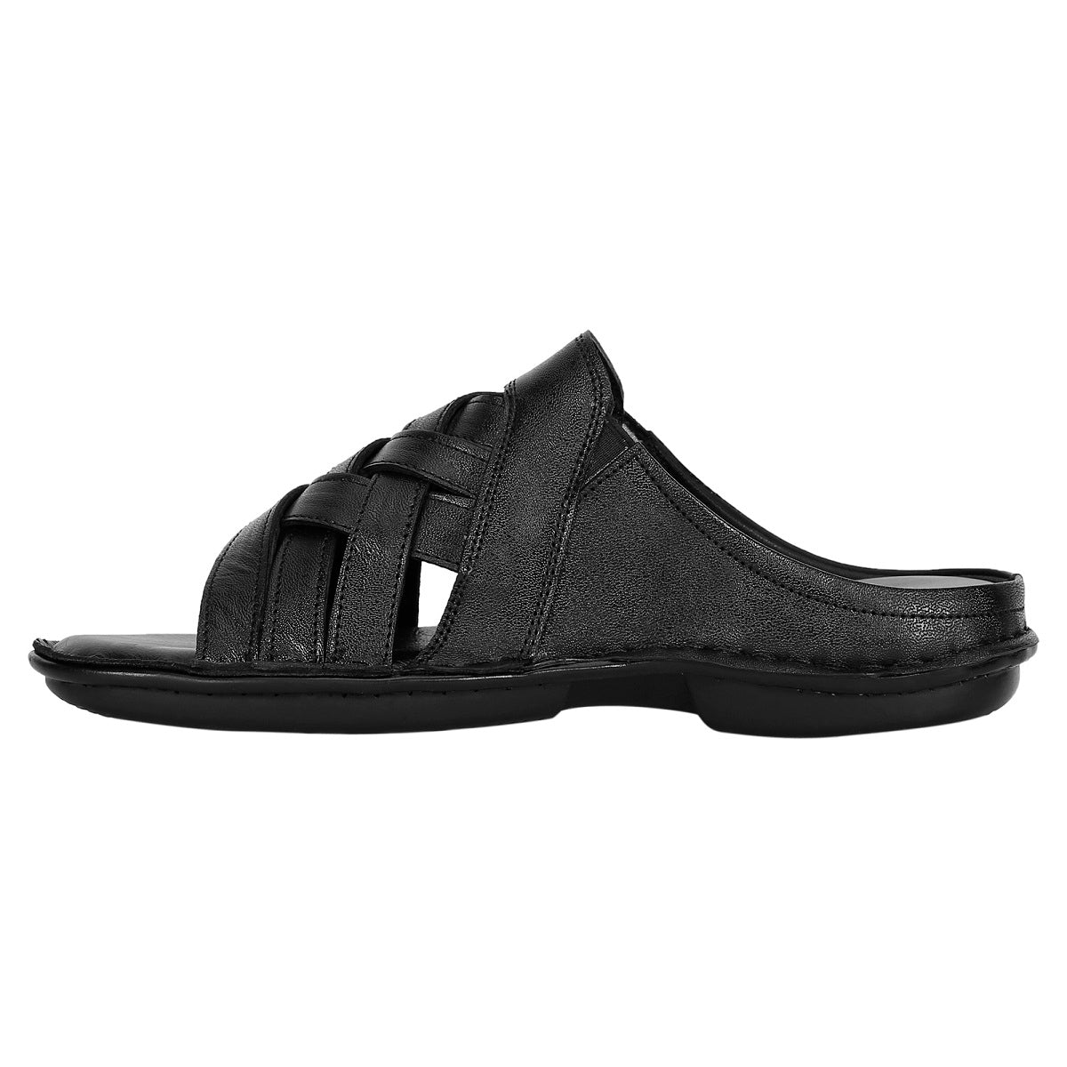 SeeandWear Men Leather Black Sandal - SeeandWear