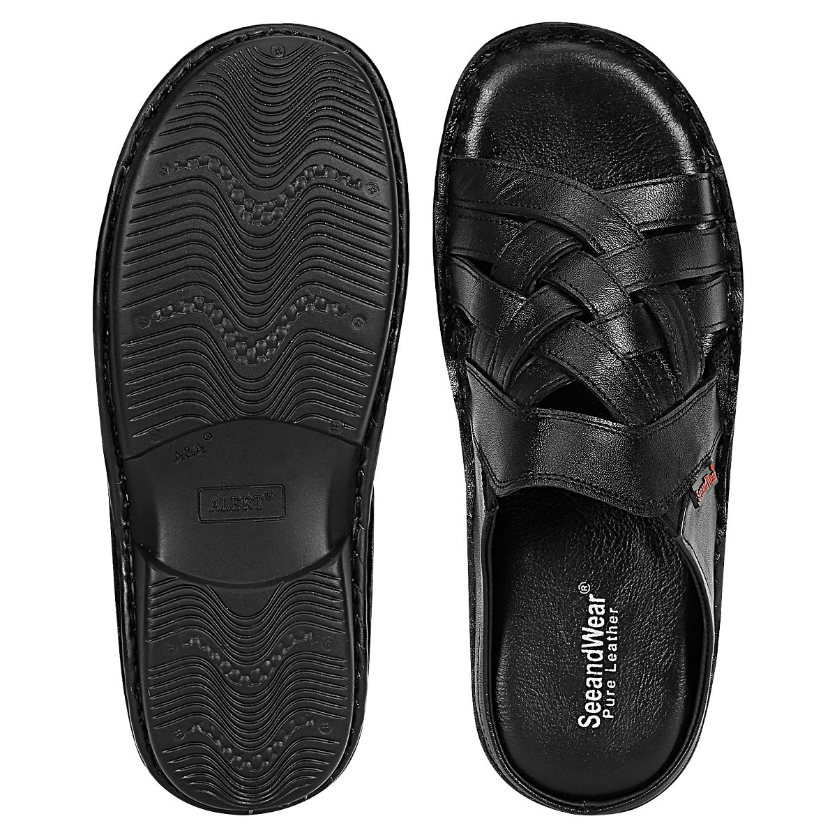 SeeandWear Men Leather Black Sandal - SeeandWear