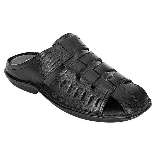 SeeandWear Men Leather Black Sandal - SeeandWear