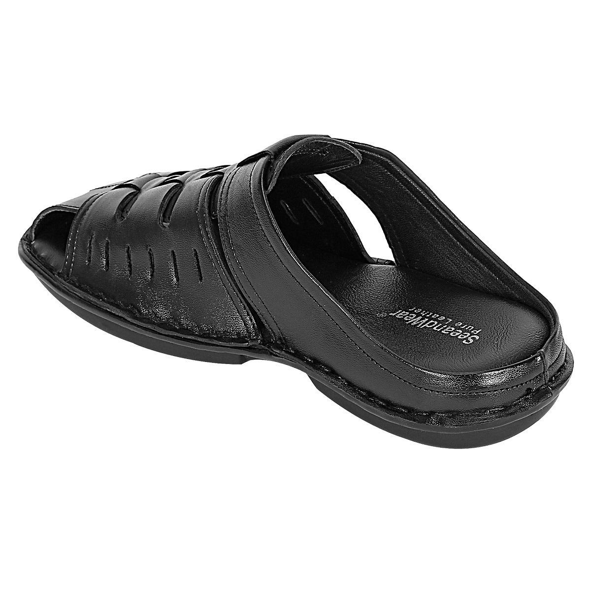 SeeandWear Men Leather Black Sandal - SeeandWear