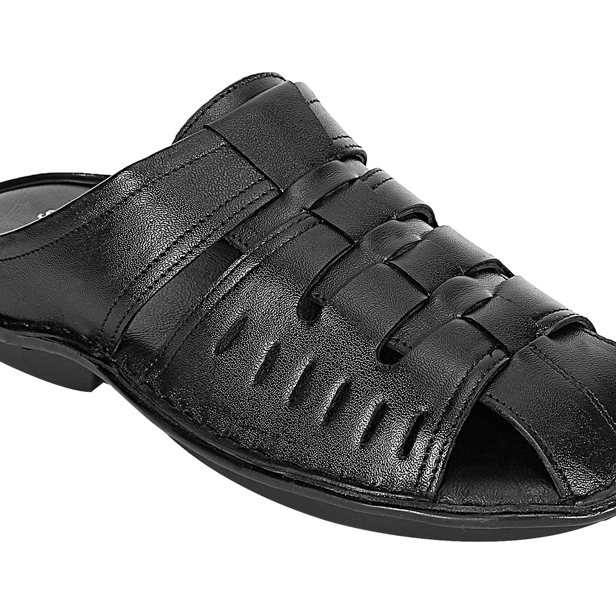 SeeandWear Men Leather Black Sandal