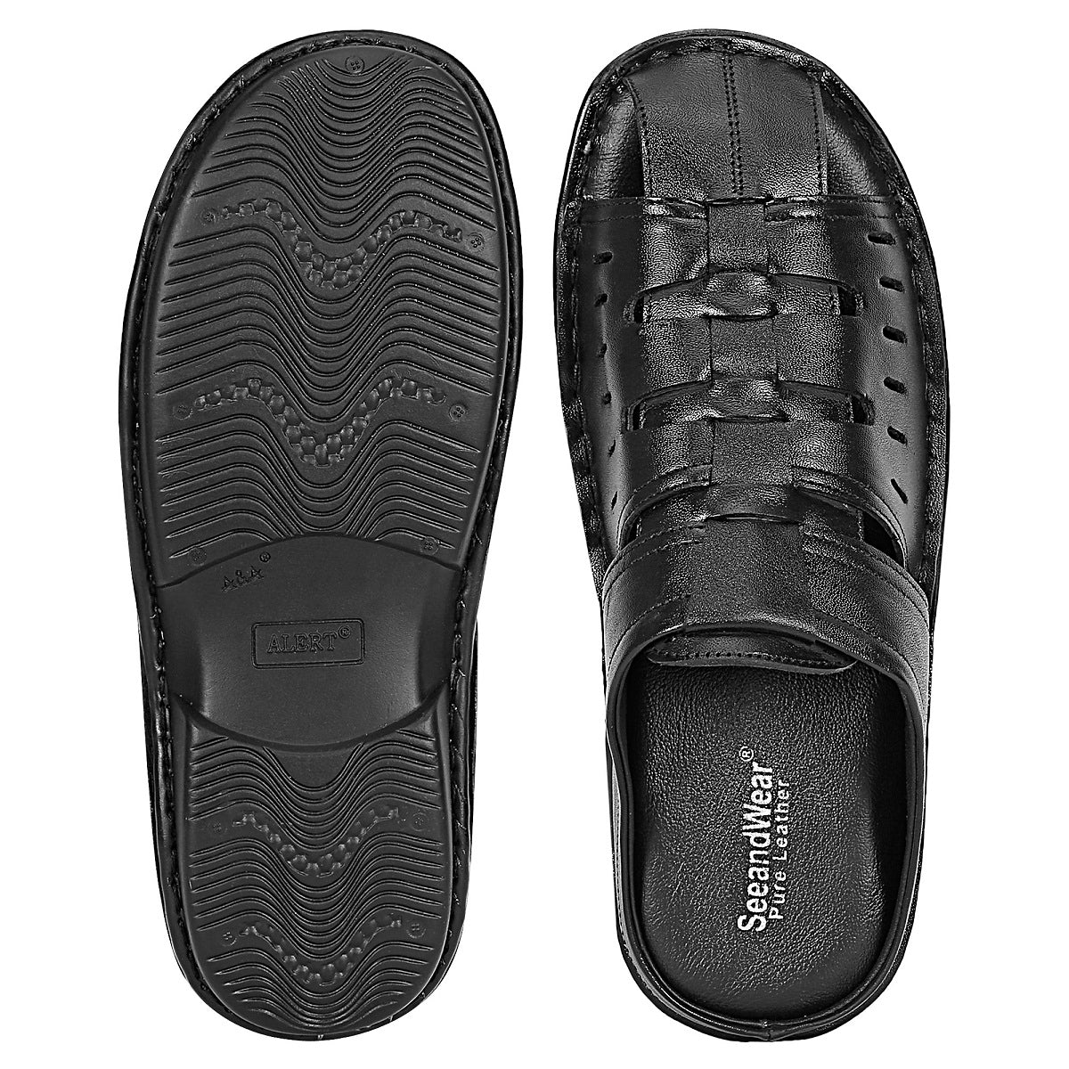 SeeandWear Men Leather Black Sandal - SeeandWear