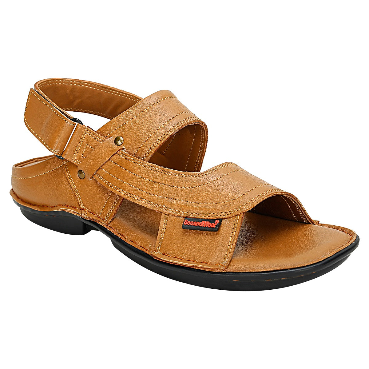 SeeandWear Men Leather Tan Sandal