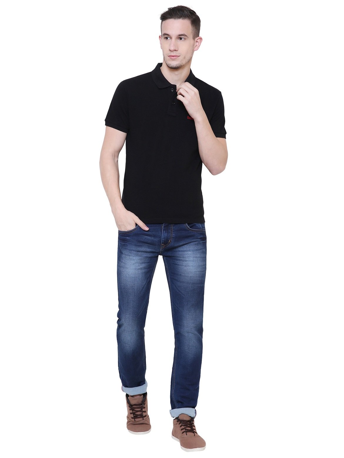 SeeandWear Men's Polo Collar Black T-Shirt - SeeandWear