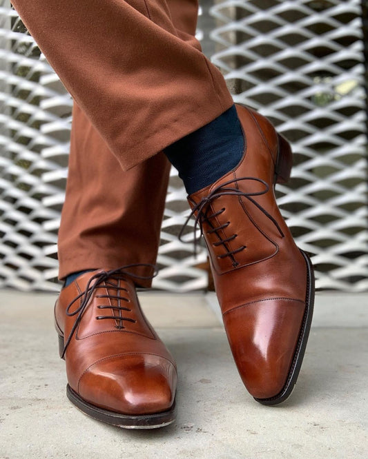 Grant Handmade Leather Sole Oxford Shoes - SeeandWear