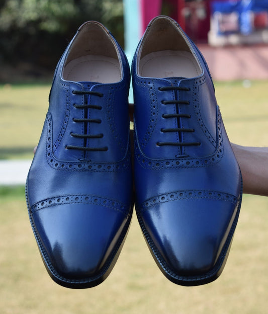 Grant Cobalt Handmade Leather Shoes - SeeandWear