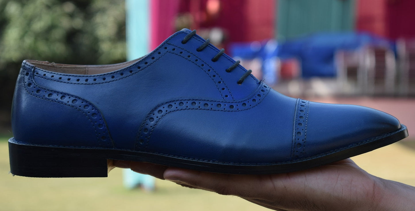 Grant Cobalt Handmade Leather Shoes - SeeandWear