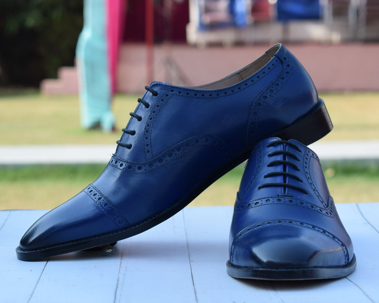 Grant Cobalt Handmade Leather Shoes - SeeandWear