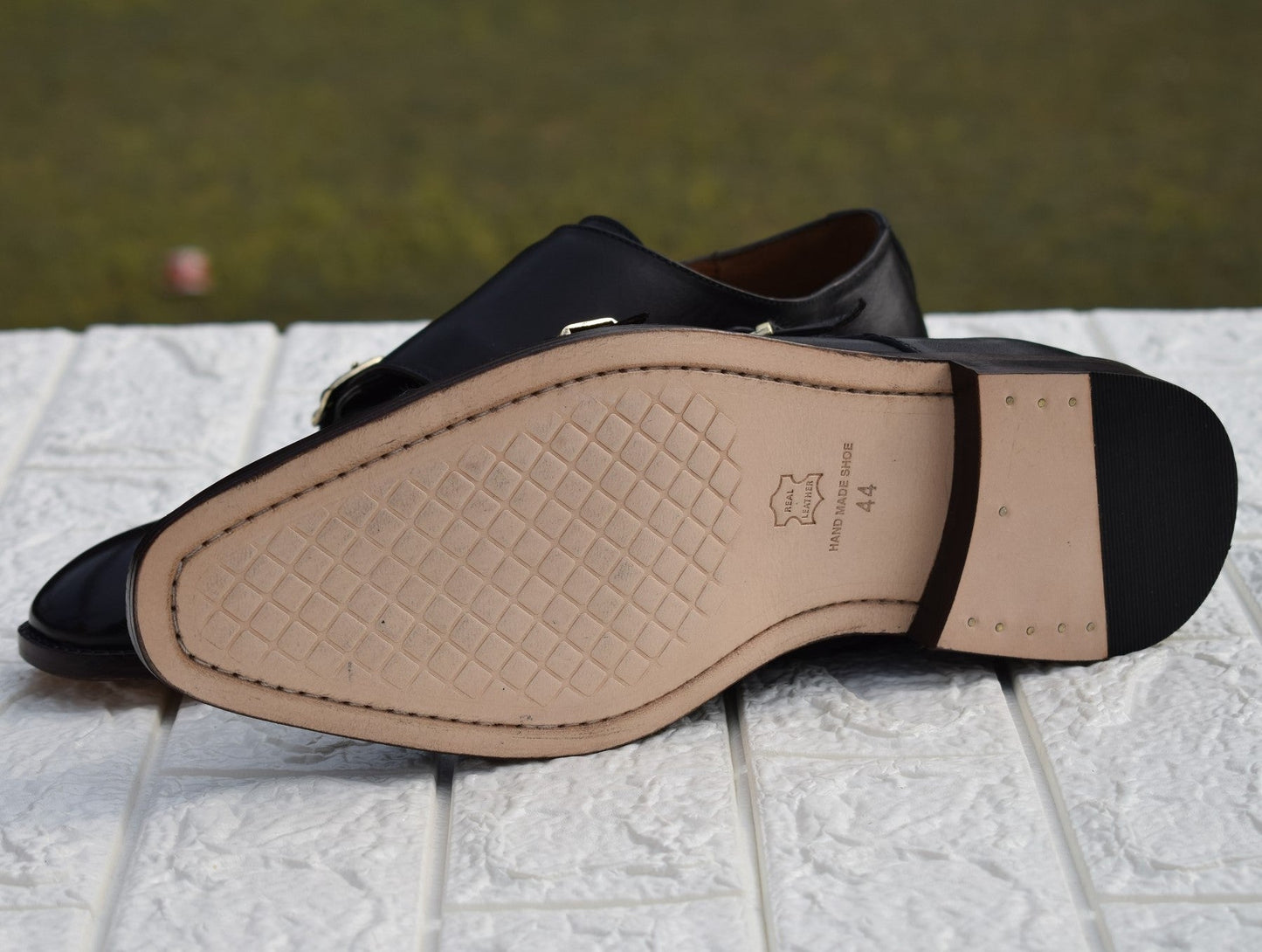 Grant Black Double Monk Handmade Shoes - SeeandWear