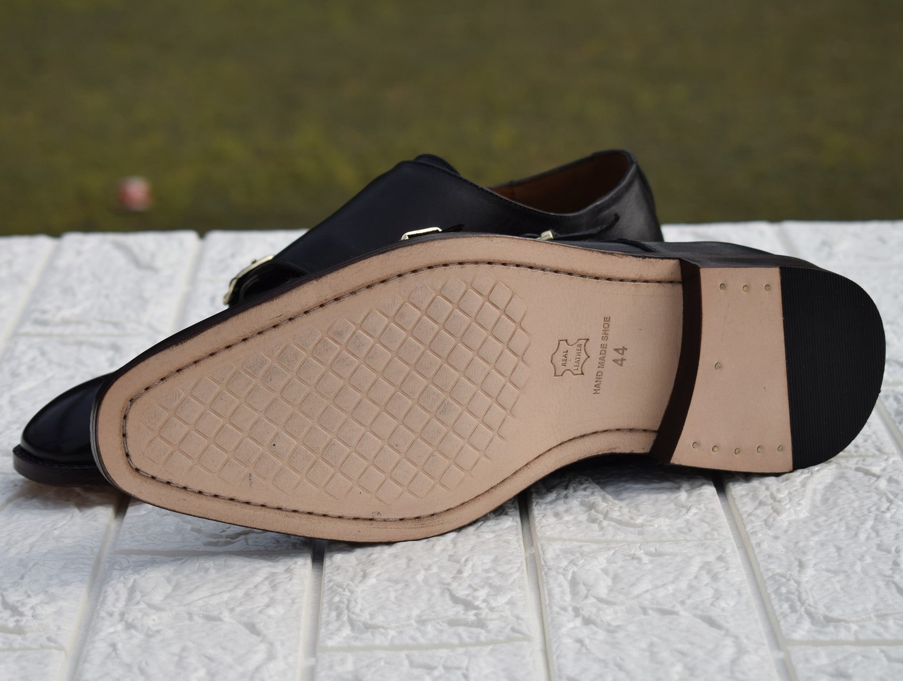 Grant Black Double Monk Handmade Shoes - SeeandWear
