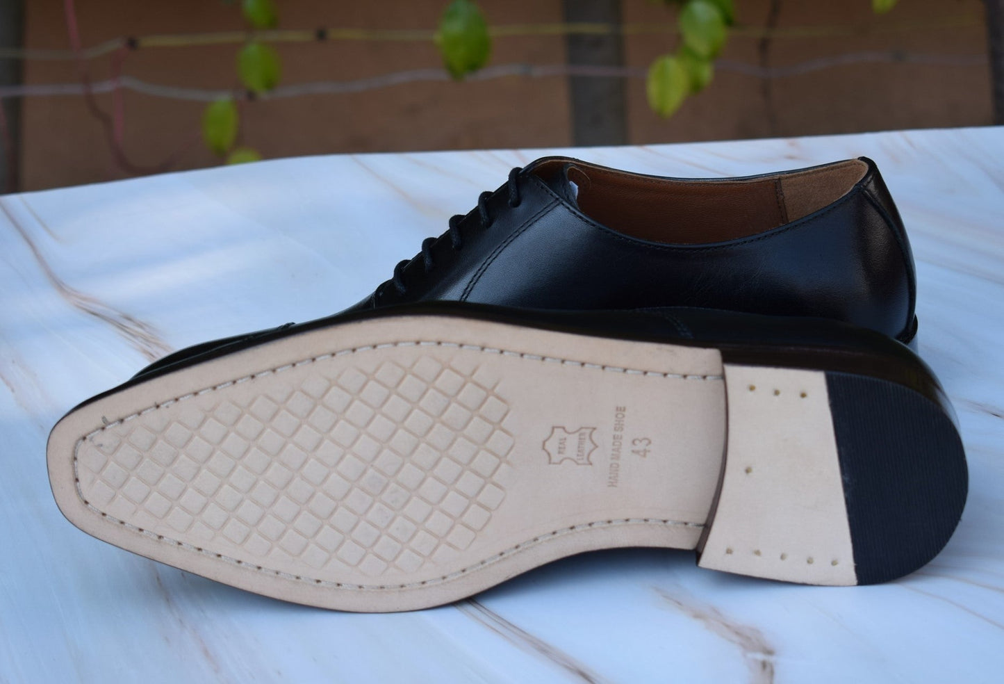Grant Oxford Handmade Leather Sole Shoes - SeeandWear
