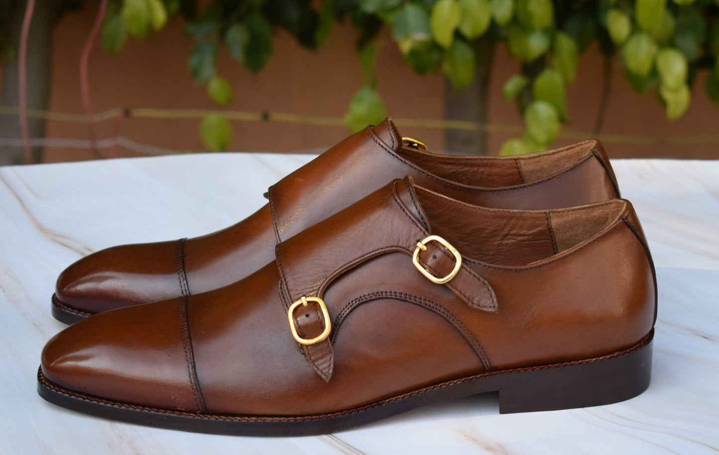 Style HandMade Double Monk Leather Sole Shoes - SeeandWear