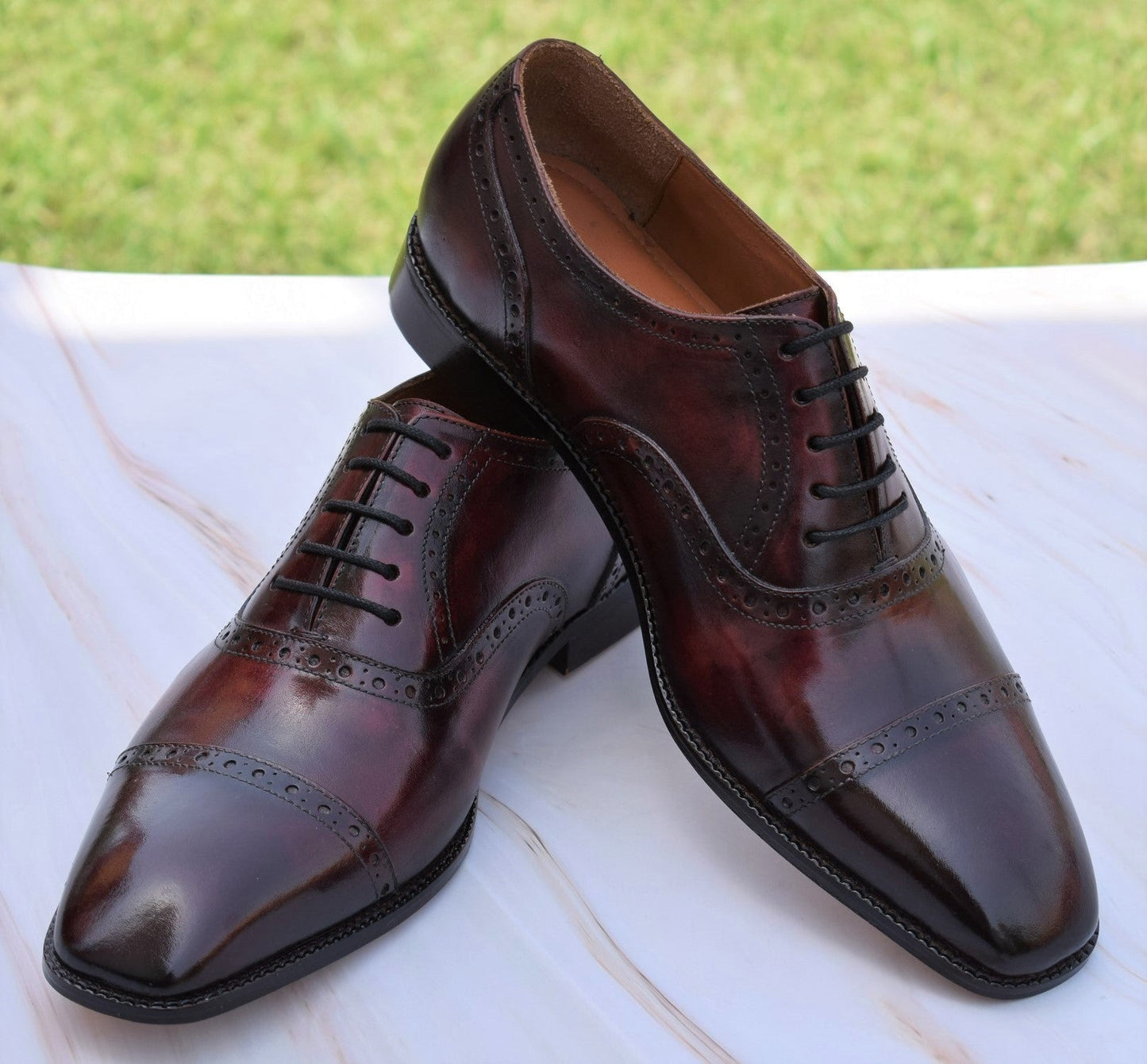 Robert Wine Handmade Leather Brogue Shoes - SeeandWear