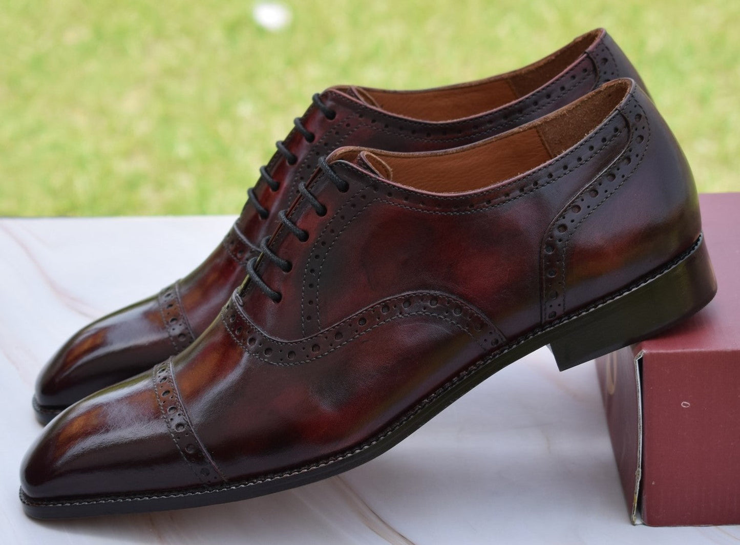 Robert Wine Handmade Leather Brogue Shoes - SeeandWear