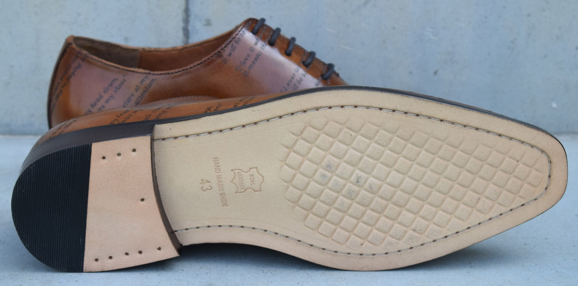 Grant Laser Quotation Cognac HandMade Shoes - SeeandWear