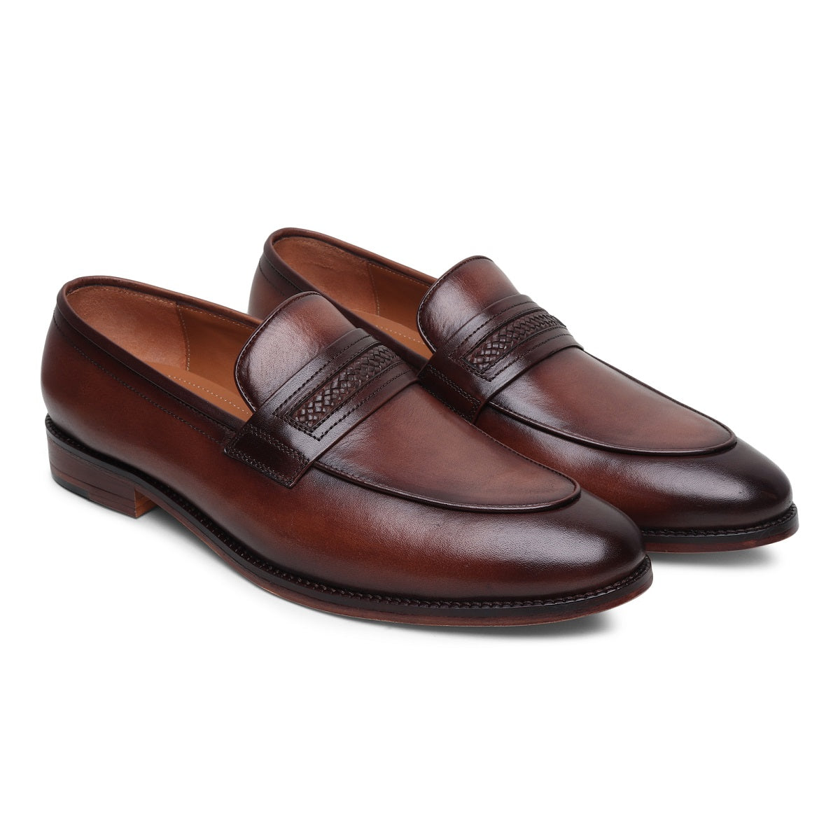 Matteo Weaving Slipon Leather Sole Shoes - SeeandWear