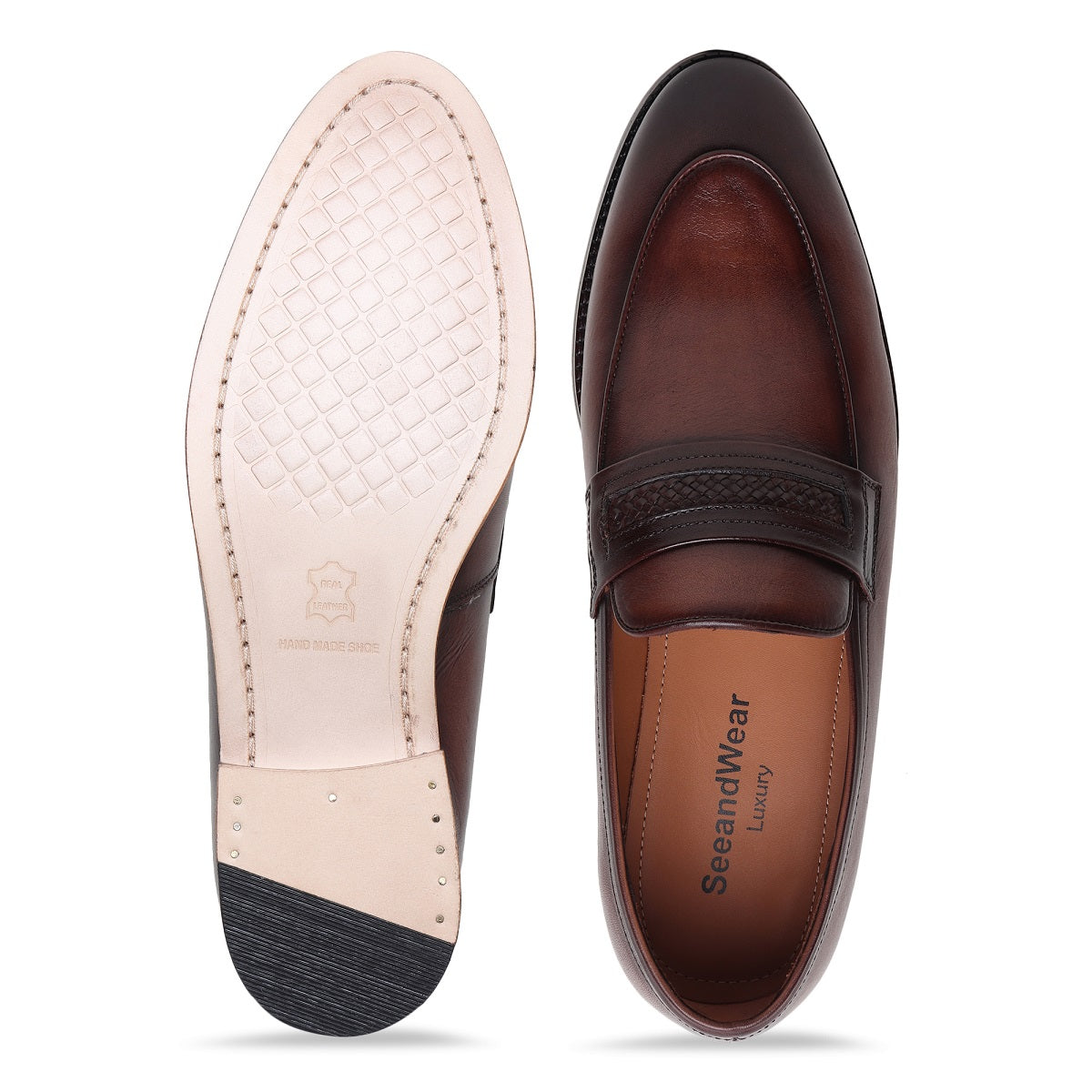 Matteo Weaving Slipon Leather Sole Shoes - SeeandWear