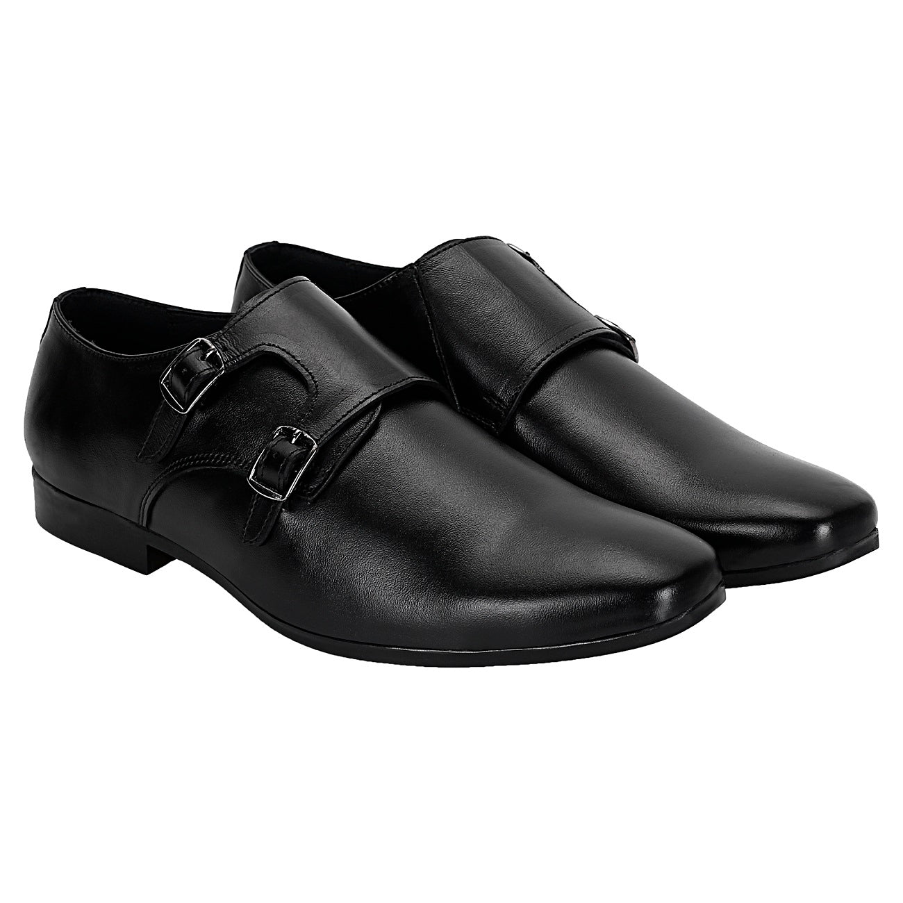 Double Monk Strap Shoes Black - SeeandWear
