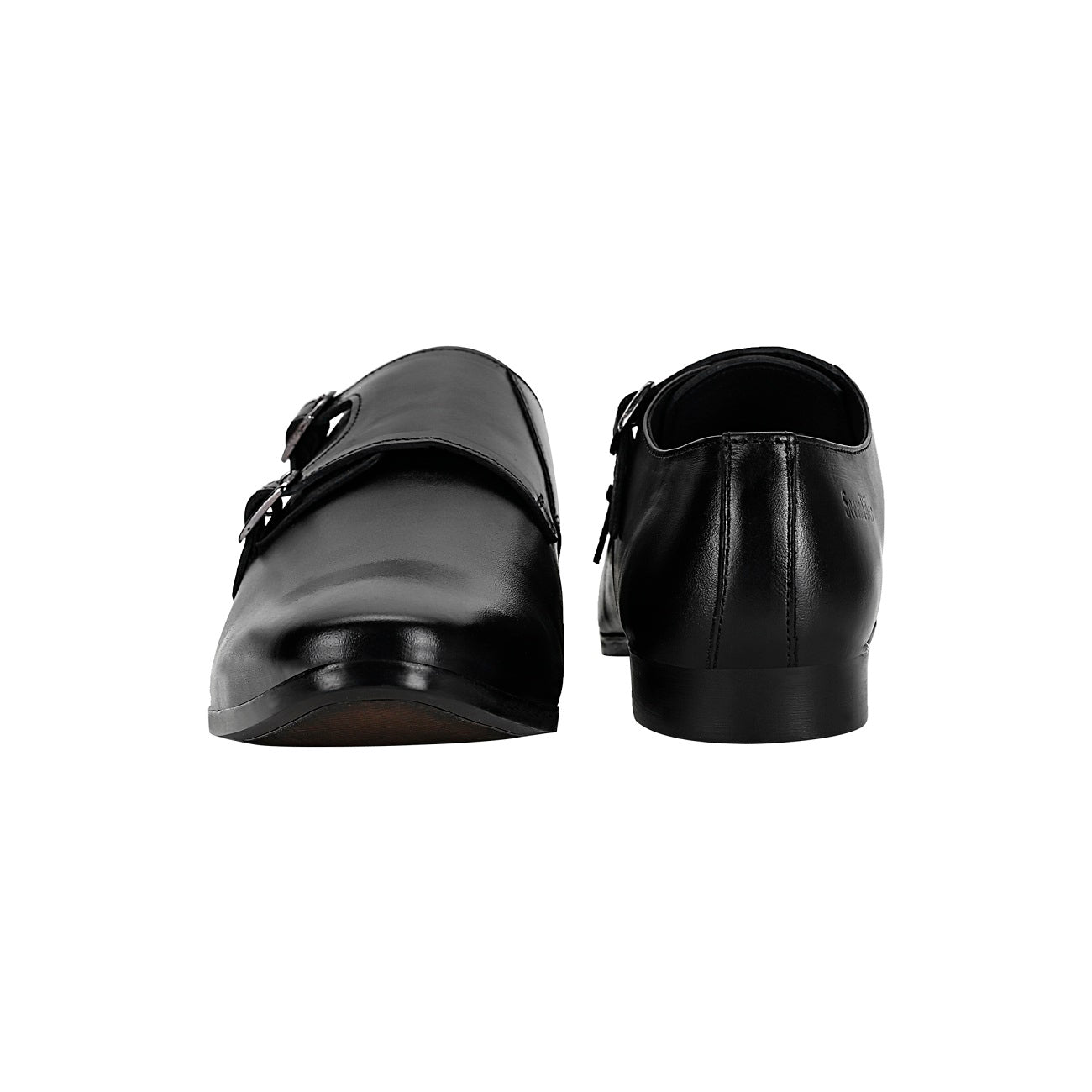 Double Monk Strap Shoes Black - SeeandWear
