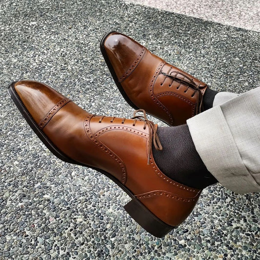 Robert Handmade Leather Brogue Shoes - SeeandWear