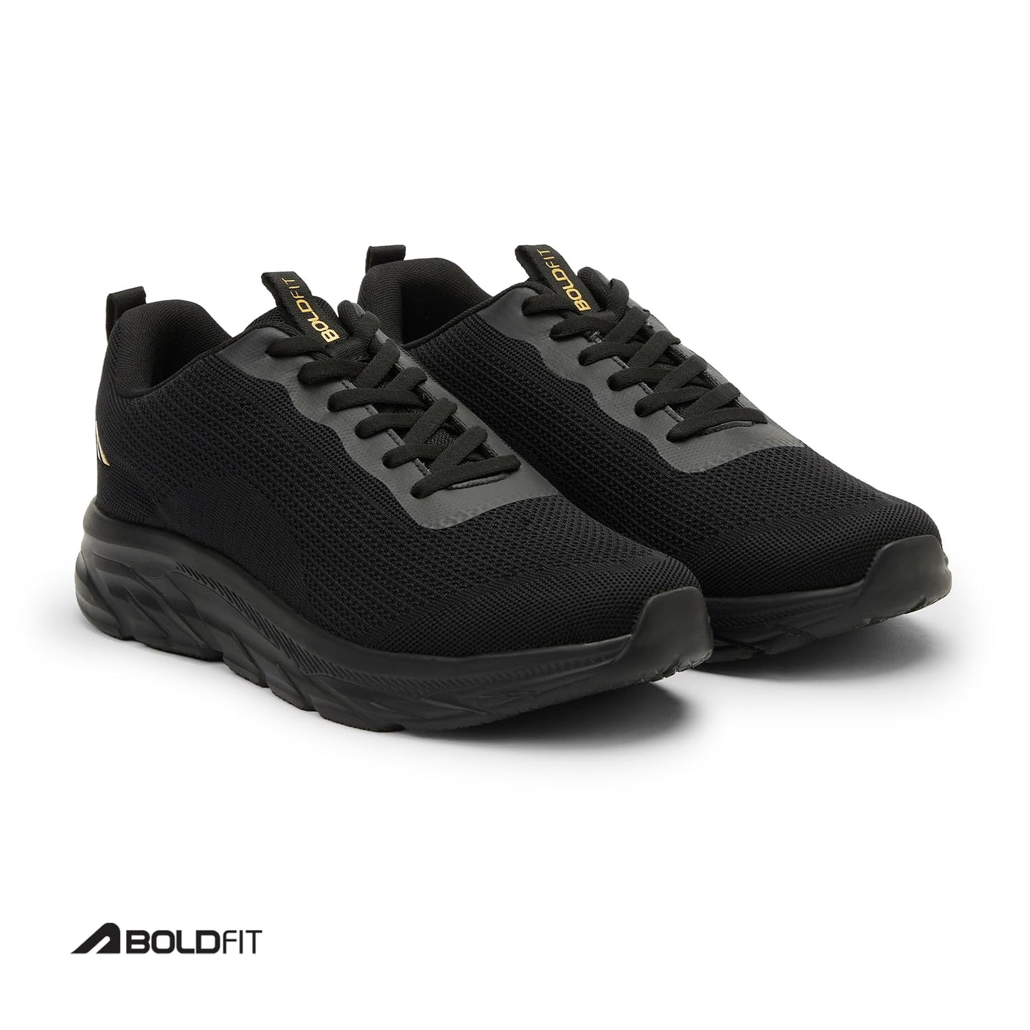 Boldfit Black Running Comfortable Sports Shoes for Men | Running Lightweight Gym Shoe for Men | Workout Soft Cushioned Walking Shoe for Men | Anti Slip Gym Footwear