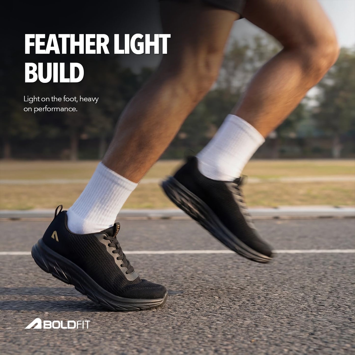 Boldfit Black Running Comfortable Sports Shoes for Men | Running Lightweight Gym Shoe for Men | Workout Soft Cushioned Walking Shoe for Men | Anti Slip Gym Footwear