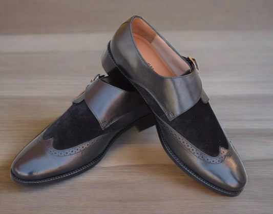 Monk Strap Leather Sole Shoes - Clearance