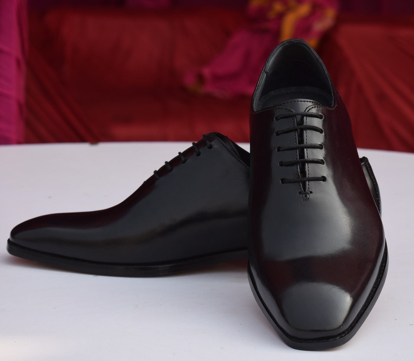 Grant Handmade Black Wholecut Leather Sole Shoes