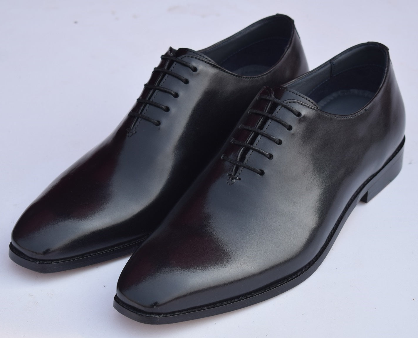 Grant Handmade Black Wholecut Leather Sole Shoes
