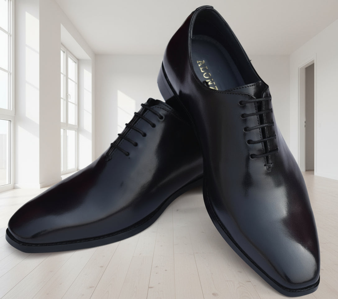 Grant Handmade Black Wholecut Leather Sole Shoes