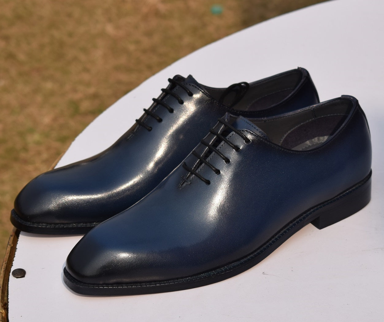Greyson Wholecut Blue Leather Sole Shoes