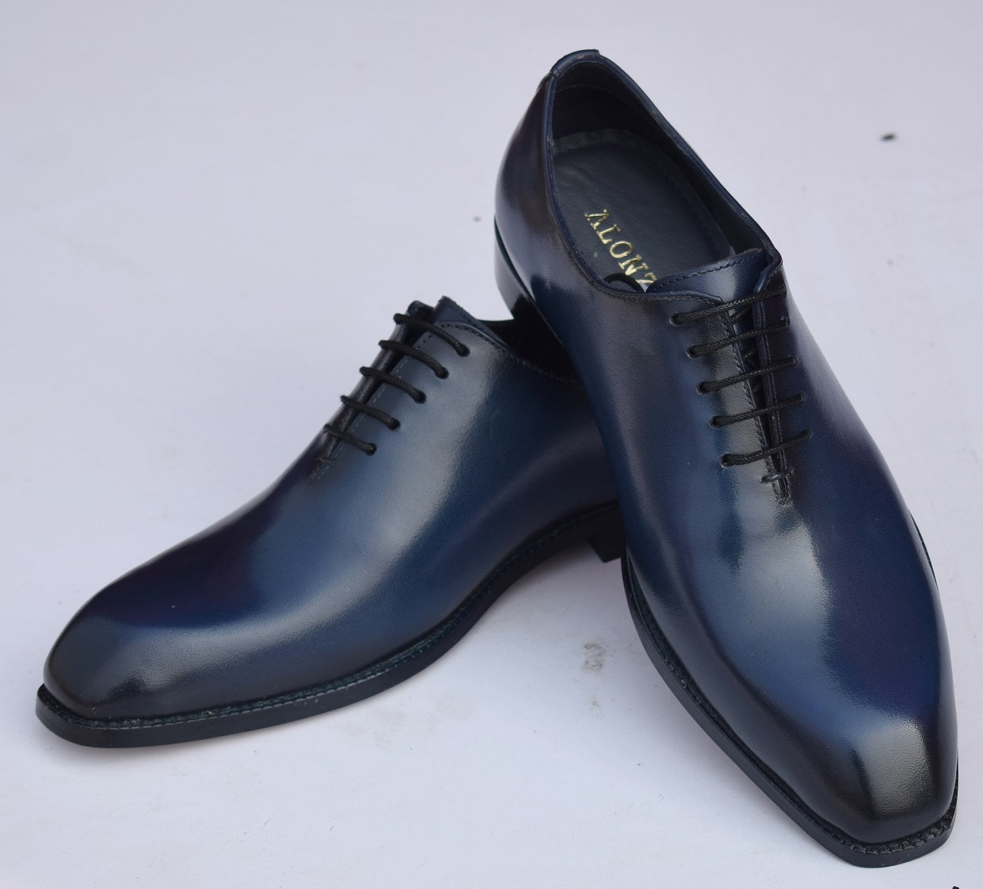 Greyson Wholecut Blue Leather Sole Shoes