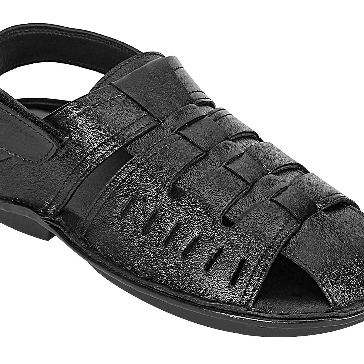 SeeandWear Men Leather Black Sandal